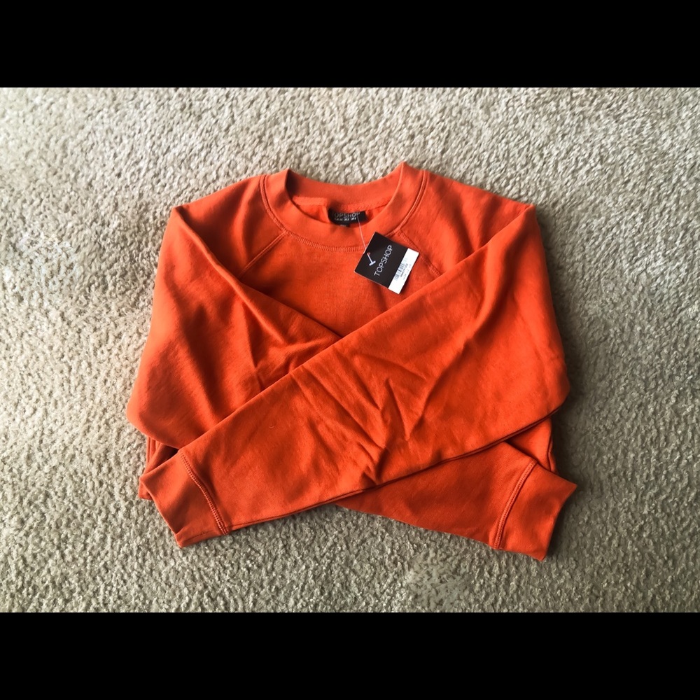 Orange-Red Topshop Crewneck Sweatshirt